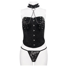 Load image into Gallery viewer, SX011 punk wild women patterned leather metallic sexy lingerie set with rivets