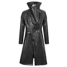 Load image into Gallery viewer, ct18001 Black-grey puff big-collar long leather coat