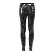 Load image into Gallery viewer, PT133 Cyber punk circuit printed high quality stretchy glazed leather men tight trousers