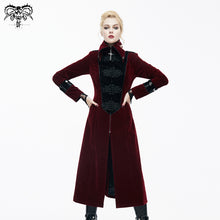 Load image into Gallery viewer, CT06102 black and red patchwork winter velveteen women long coats