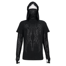 Load image into Gallery viewer, TT202 Men circuit diagram printed turtleneck face covered hooded t-shirt