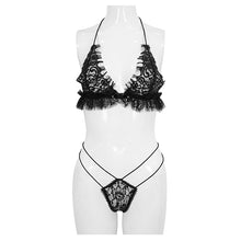 Load image into Gallery viewer, SX007 Devil Fashion Gothic hot girls black lace sexy lingerie set