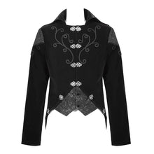Load image into Gallery viewer, CT14001 vintage fastener gothic men black fake two pieces embroidered velvet jackets