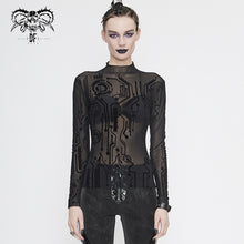 Load image into Gallery viewer, TT172 Cyberpunk Flocking Printing Basic mesh T-shirt