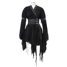 Load image into Gallery viewer, SKT106 Darkness Japanese style punk asymmetric mesh unedged women kimonos with belt