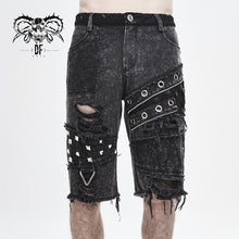 Load image into Gallery viewer, PT113 decadence Summer punk rock men nailed ragged shorts