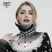 Load image into Gallery viewer, AS124 Gothic pleated black and white turtleneck collar