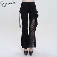 Load image into Gallery viewer, EPT01101 Black Asymmetric Dark Pattern Flare Pants