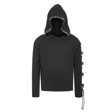 Load image into Gallery viewer, SR008 darkness asymmetrical sleeves designer men punk hooded sweater with loops