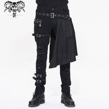 Load image into Gallery viewer, PT032 adjusted loops punk rock broken holes black men ripped trouser with skirt