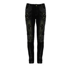 Load image into Gallery viewer, PT10402 steampunk rock bronze fitted leather men trousers with cross
