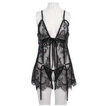 Load image into Gallery viewer, SX006 One-piece sexy lace suspender dress with separate crotch bottom