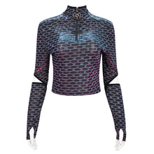 Load image into Gallery viewer, TT220 Cyberpunk dream color mesh Long Sleeve Women's T-Shirt