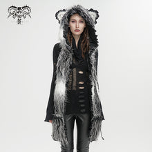Load image into Gallery viewer, AS141 Black and White Long Hair Cat Ears Punk Hooded Scarf