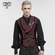 Load image into Gallery viewer, WT07002 Gothic dark pattern black and red vest (with brooch)