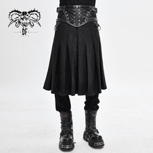Load image into Gallery viewer, SKT108 punk metallic mist textured leather waistband dark grain pleated men kilts