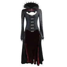 Load image into Gallery viewer, CT07302 Black and red floral high collar embroidered women dress coat