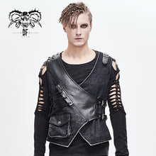 Load image into Gallery viewer, WT050 band Asymmetric punk rock men black waistcoats with pockets