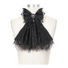 Load image into Gallery viewer, AS07301 black Gothic lace bow tie with diamonds