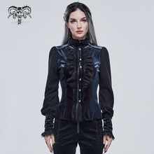 Load image into Gallery viewer, SHT074 Gothic high neck black and red blouse
