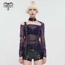 Load image into Gallery viewer, TT226 Color Changing Long Sleeve Asymmetric Mesh T-shirt