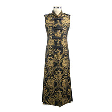 Load image into Gallery viewer, CT07401 Black and gold court floral gothic men long waistcoat
