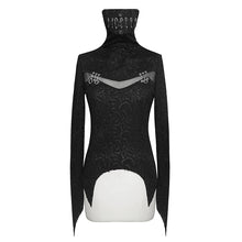Load image into Gallery viewer, TT152 Punk black turtleneck dark pattern winter long sleeves sexy women t-shirts