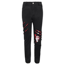 Load image into Gallery viewer, PT191 Ripped Leg Bloody Printed Men's Punk Trousers