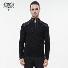 Load image into Gallery viewer, TT217 Autumn and Winter textured turtleneck punk black men T-shirt