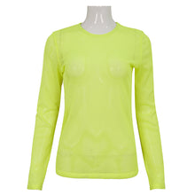 Load image into Gallery viewer, TT19803 fluorescent color Diamond-shaped net basic style long sleeves men t-shirts