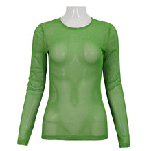 Load image into Gallery viewer, TT19804 Green Diamond-shaped net basic style long sleeves men t-shirts