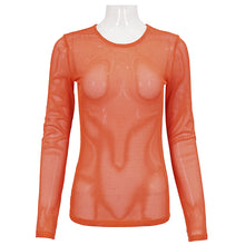 Load image into Gallery viewer, TT19802 Orange Diamond-shaped net basic style long sleeves men t-shirts