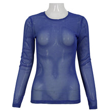 Load image into Gallery viewer, TT19805 Blue Diamond-shaped net basic style long sleeves men t-shirts