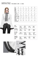 Load image into Gallery viewer, SHT01702 Paisley jacquard flared sleeves Gothic white ruffled lace up women blouse