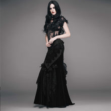 Load image into Gallery viewer, ECST001 Gothic adjustable steel buckles fishbone transparent lace corset with feather flowers