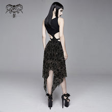 Load image into Gallery viewer, SKT09001 semilucent black Queen cross flocking printed sleeveless sexy women mesh dress