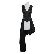 Load image into Gallery viewer, SKT089 zipper up asymmetric sleeveless women punk rock mid-length leather dress