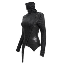 Load image into Gallery viewer, TT181 Punk high neck pleated T-shirt