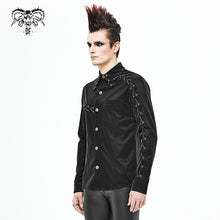 Load image into Gallery viewer, SHT066 Punk chain drawstring men shirts