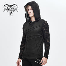 Load image into Gallery viewer, TT158 everyday wear men irregular striped patchwork punk bandage hooded top