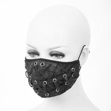 Load image into Gallery viewer, MK024 Torn mouth pattern ribbons lace up punk black cloth mask
