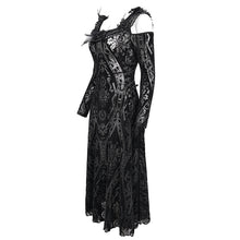 Load image into Gallery viewer, SKT163 Gothic flocked printing off-the-shoulder dress