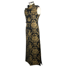 Load image into Gallery viewer, CT07401 Black and gold court floral gothic men long waistcoat