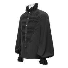 Load image into Gallery viewer, SHT04201 Hand-embroidered coffin shape gothic flower braid men chiffon shirt