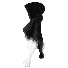 Load image into Gallery viewer, CA02501 Short dark grained plush hooded cloak
