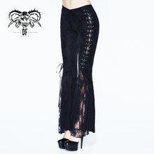 Load image into Gallery viewer, PT084 Women pleated palace pattern velveteen lace bell-bottomed pants