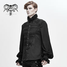 Load image into Gallery viewer, SHT04201 Hand-embroidered coffin shape gothic flower braid men chiffon shirt