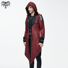 Load image into Gallery viewer, CT06902 punk handsome movie cool actor red hooded leather long coats
