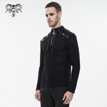 Load image into Gallery viewer, TT217 Autumn and Winter textured turtleneck punk black men T-shirt