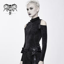 Load image into Gallery viewer, CT122 punk floral pattern off the shoulder stretchy zipper up girls skinny jacket